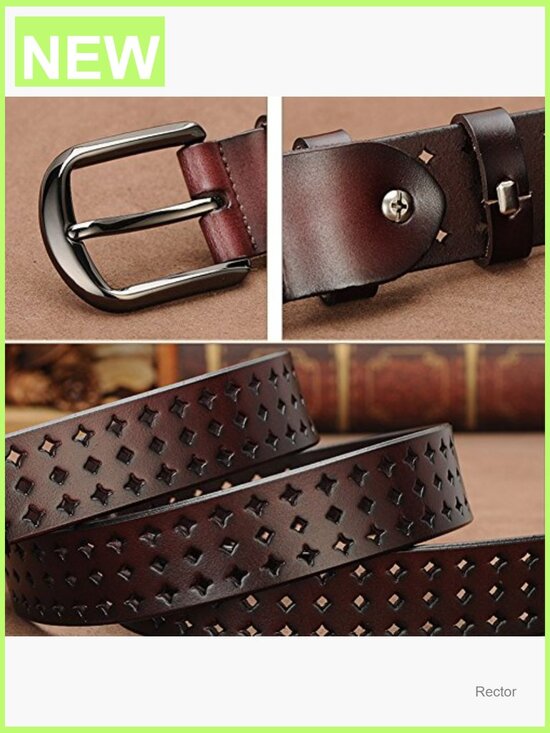 Genuine Leather Hollow Belt with Removable Buckle for Women main image 4